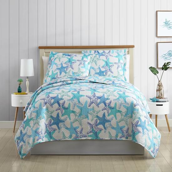 cxmicrotex Coastal Style Shell Starfish mintás nyomtatott steppelt ágytakaró szett
