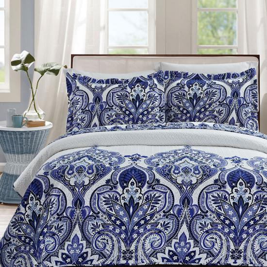 cxmicrotex Blue Damask Pinsonic Quilts Ágytakarók Takarók